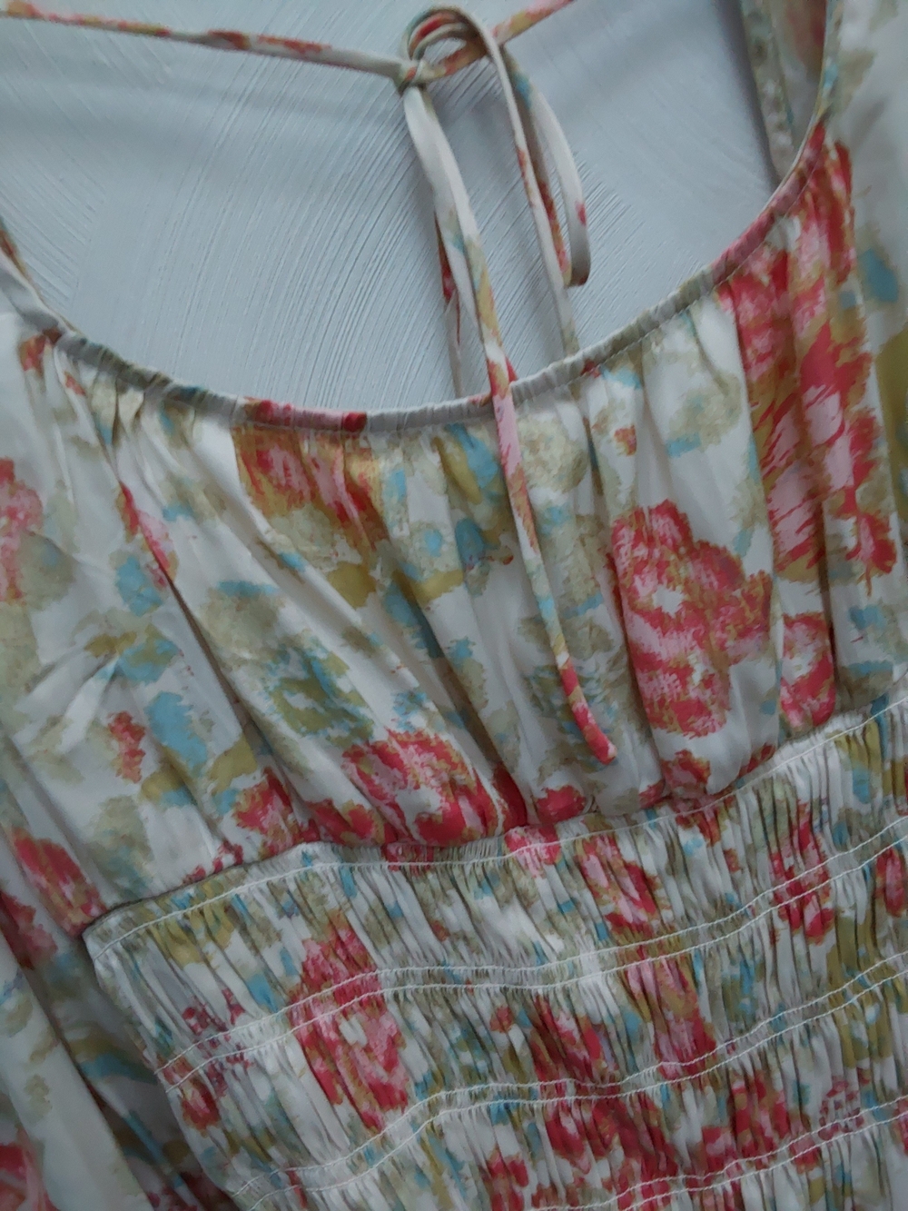 Free PEOPLE Smock It To You Floral Open-Back Smocked  Bodysuit M - Picture 6 of 7